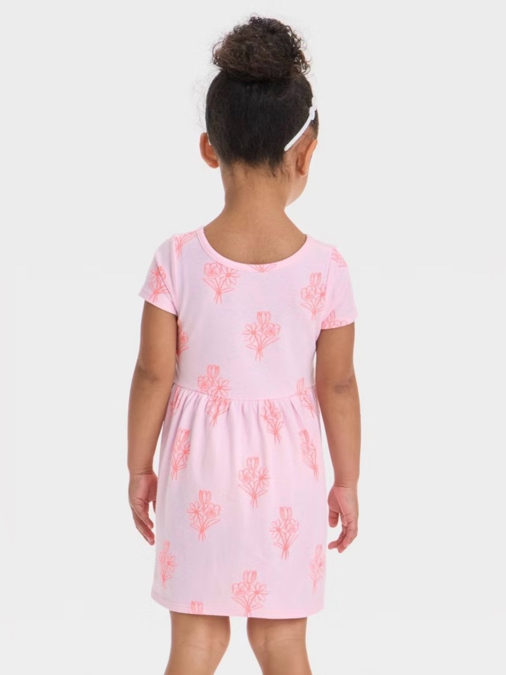 NWT Cat & Jack Pink Floral Short-Sleeve Knit Dress - Picture 2 of 4